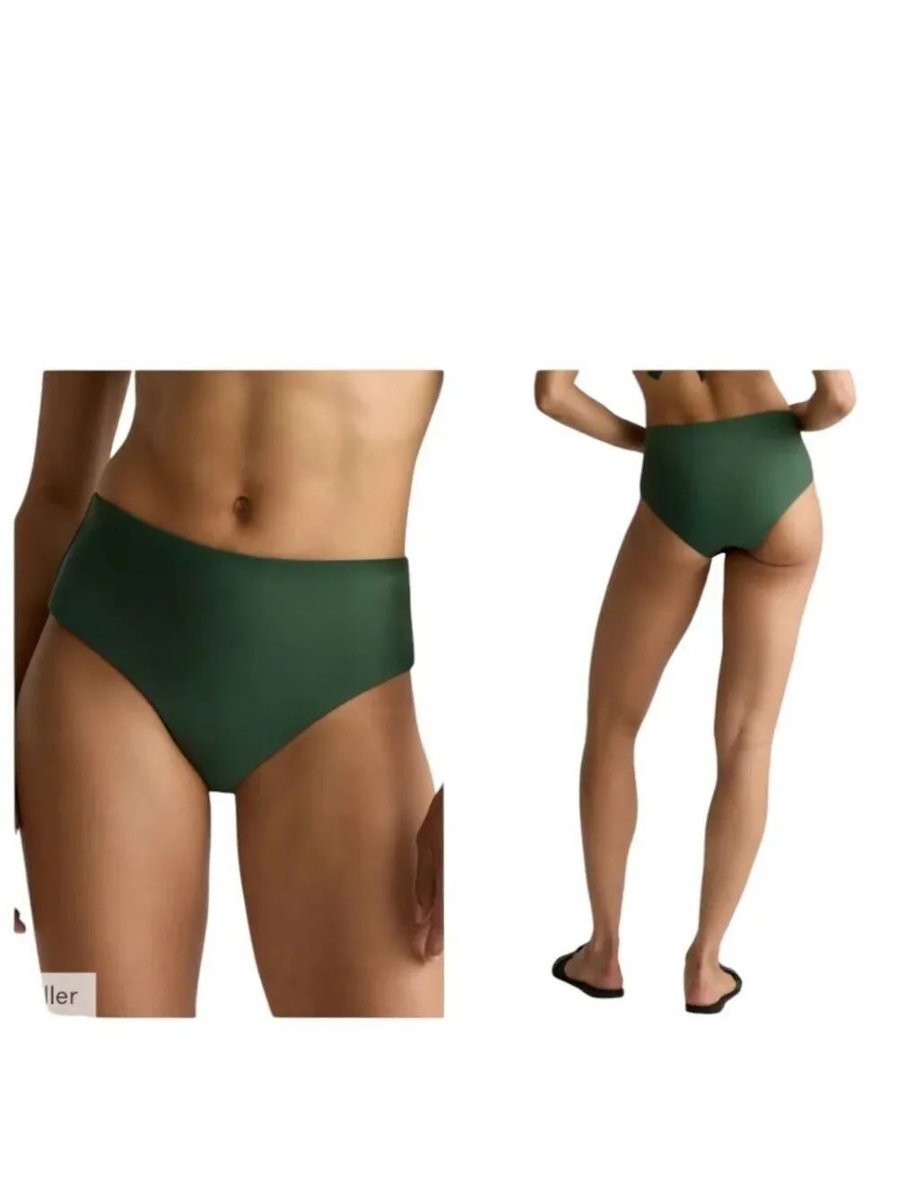 NWT Quince Italian High-Rise Bikini Bottom Palm Dark Green Size XS